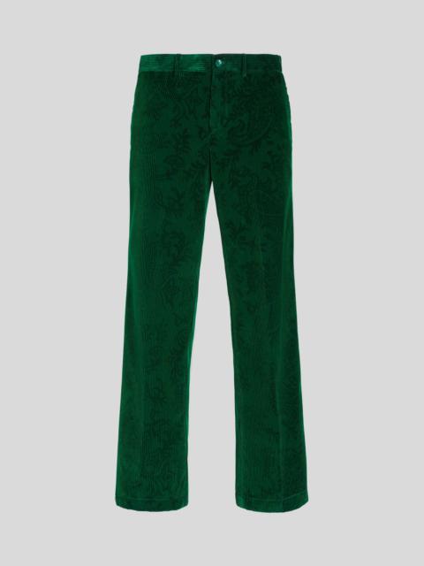 Etro LEAFY PAISLEY VELVET TROUSERS