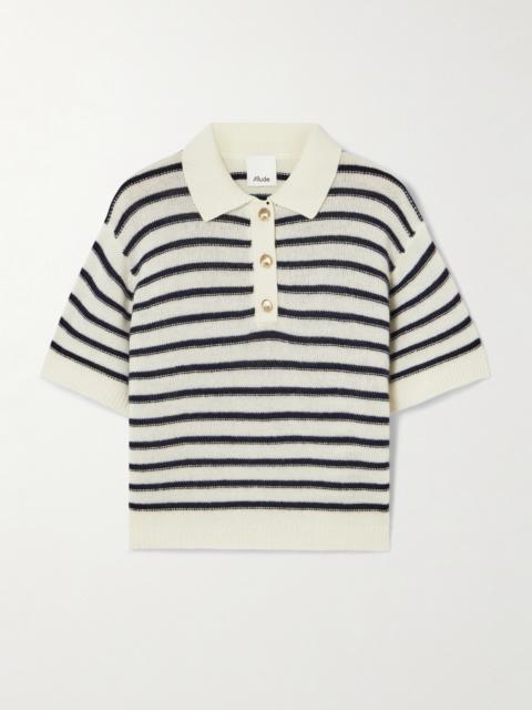 Allude Striped Wool And Cashmere-blend Polo Sweater