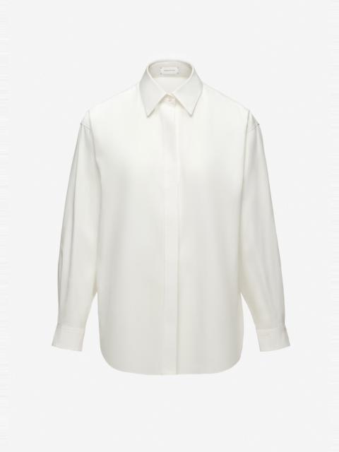 MAGDA BUTRYM Monogram silk-cotton shirt in white