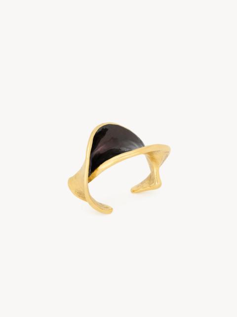 SAINT LAURENT WAVY CUFF IN ENAMEL AND BRASS
