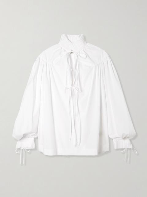 Dries Van Noten Tie-detailed Ruffled Gathered Cotton-poplin Blouse