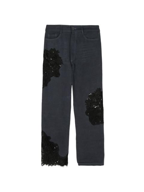 Collina Strada Mikaela sequin lace-detail jeans