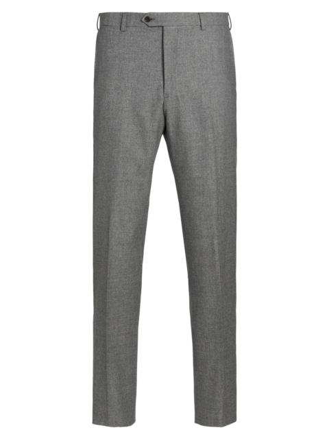 EMPORIO ARMANI Men's Flat Front Wool-Cotton Trousers - Light Grey