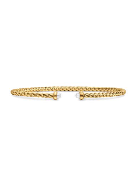 DAVID YURMAN Women's Micro Cablespira Flex Bracelet in 18K Yellow Gold - Pearl