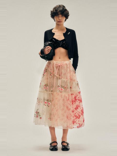 Simone Rocha Sheer Overlay Long Patchwork Flounce Skirt