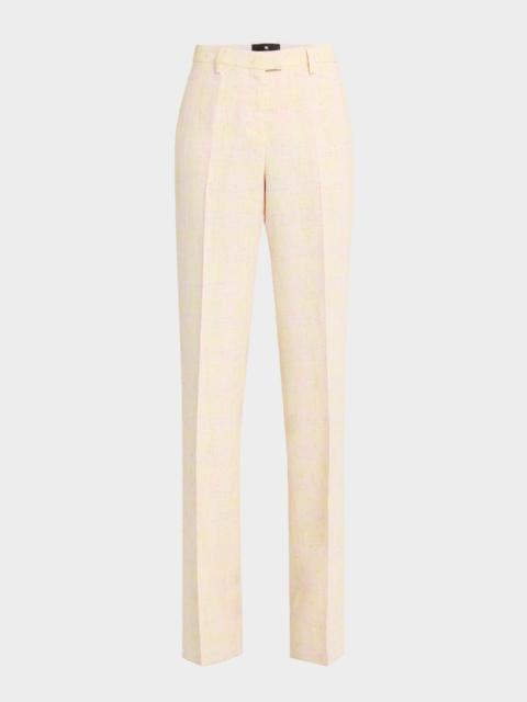 Etro Iridescent Tweed Straight-Leg Trousers