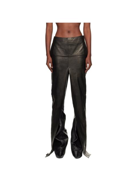 Black Concordians Sliced Leather Maxi Skirt