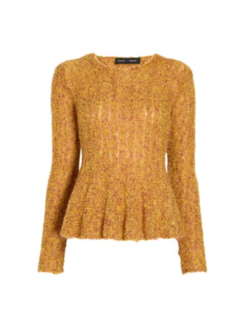 Proenza Schouler Joelle Long Sleeve Mohair-Blend Top burgundy