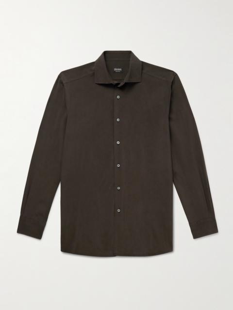 ZEGNA Garment-Dyed Brushed-Silk Shirt