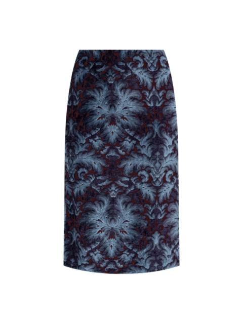 Etro damask-pattern velvet midi skirt