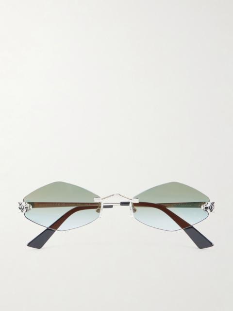 Cartier Panthère Classic Round-Frame Silver-Tone Sunglasses Silver