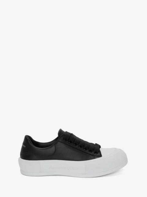Deck Lace Up Plimsoll in Black