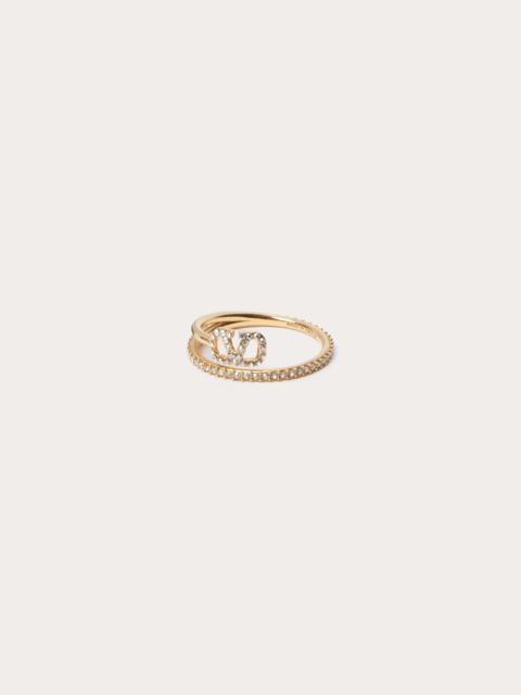 Valentino VLOGO SIGNATURE METAL AND SWAROVSKI® CRYSTAL RING