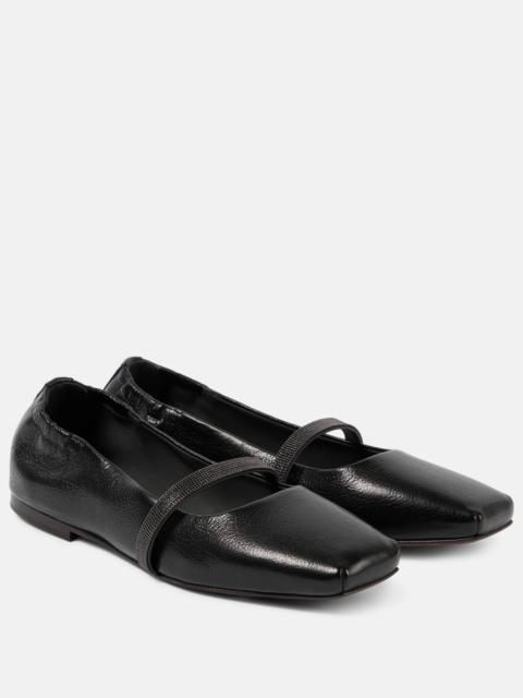 Brunello Cucinelli Beaded leather ballet flats