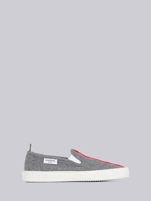 Thom Browne Medium Grey Waterproof Lightweight Boiled Wool Engineered Stripe Slip-On Heritage Trainer
