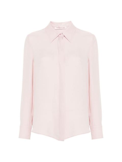 pointed-collar silk shirt