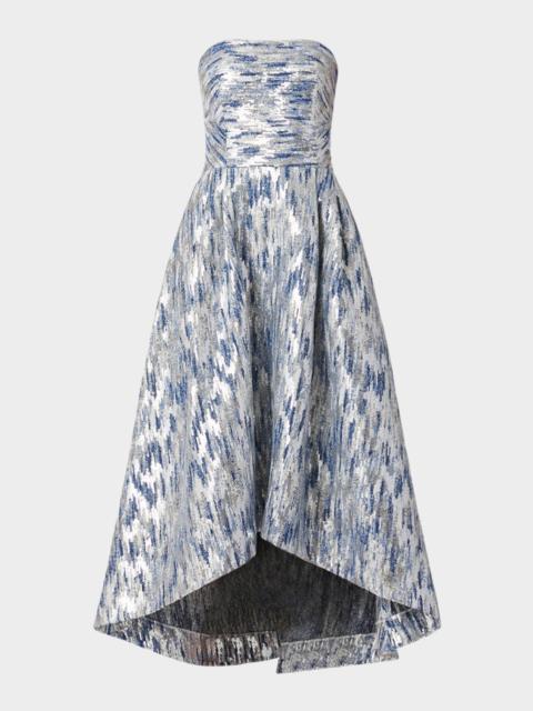 Shoshanna Dia Strapless Sequin Jacquard High-Low Gown