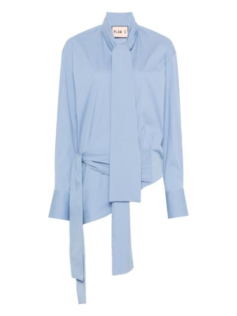 Plan C tie-neck wrap silk shirt