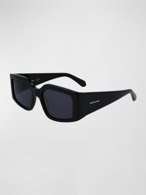 FERRAGAMO Micro-Logo Acetate Rectangle Sunglasses