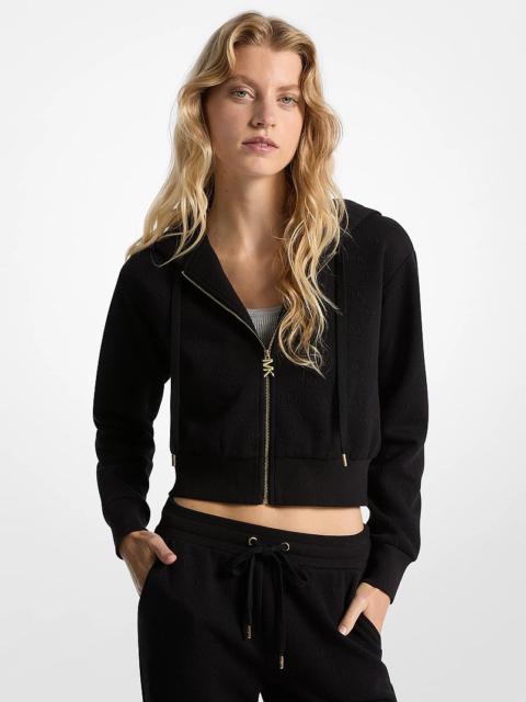 MICHAEL KORS Logo Jacquard Charm Jacquard Cropped Zip-Up Hoodie