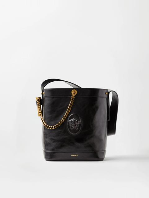 VERSACE Pivot Small Leather Bucket Bag