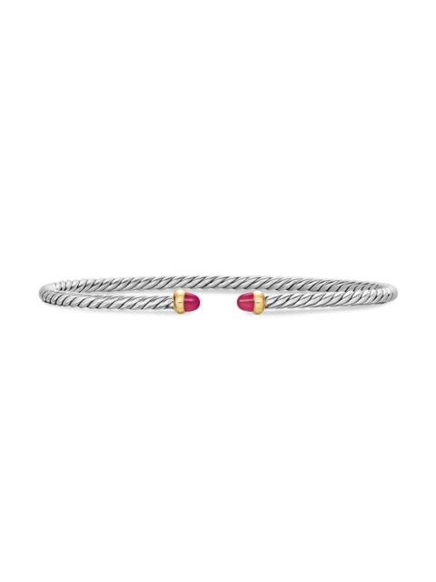 DAVID YURMAN Women's Micro Cable Flex Bracelet in Sterling Silver - Ruby