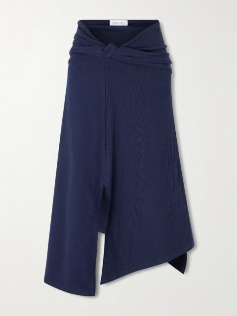 Victoria Beckham Knotted Stretch Organic Cotton-crepon Midi Skirt