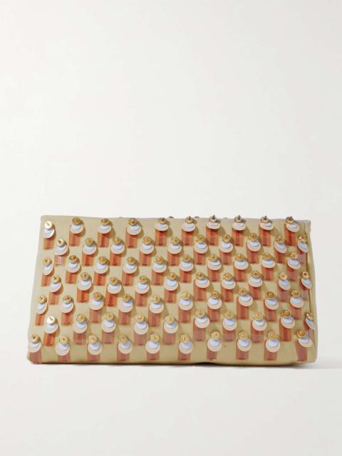 Embellished cotton-gabardine clutch