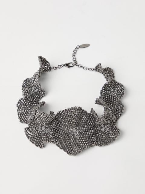Brunello Cucinelli Sterling Silver sculptured flower choker