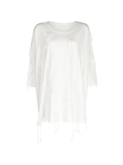 Y's distressed-effect cotton T-shirt
