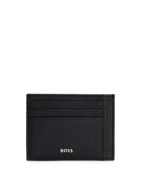 BOSS ITALIAN-LEATHER CARD HOLDER WITH LOGO LETTERING