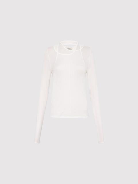 ST. AGNI Semi Sheer Loop Top - White