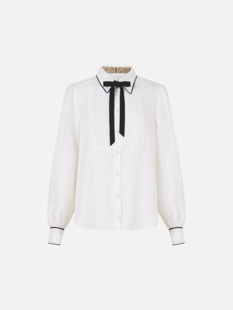CAMILLA COLLARED SHIRT WITH PINTUCKS LEOPARD LIBERTINE