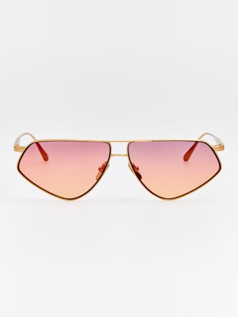 LINDA FARROW Tarian Sunglasses in Matt Champagne and Sunset