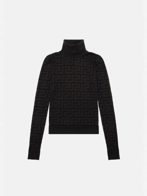 VERSACE Greca Intarsia Turtle Neck Sweater