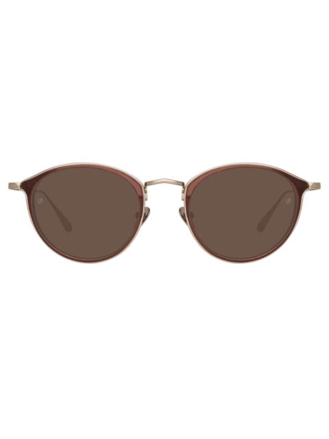 LUIS OVAL SUNGLASSES IN LIGHT GOLD AND BROWN