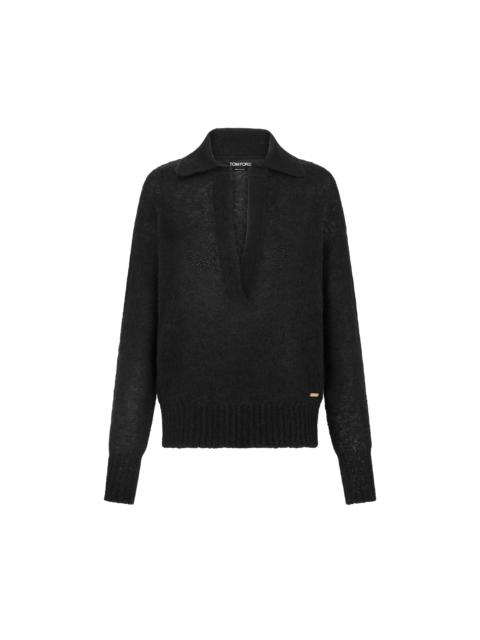 TOM FORD LONG SLEEVE CASHMERE SILK POLO