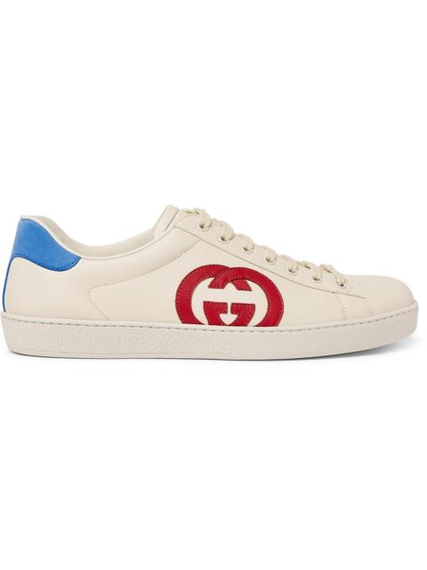 GUCCI Ace Suede-Trimmed Leather Sneakers
