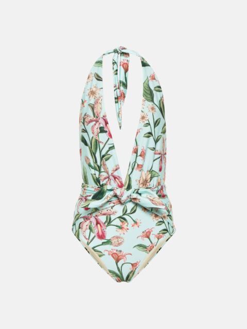 Agua by Agua Bendita Mangostino floral halterneck swimsuit