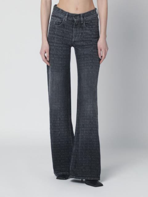 BALENCIAGA Black washed jeans with jacquard logos