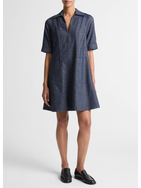 Vince Cotton-Linen Chambray A-Line Dress