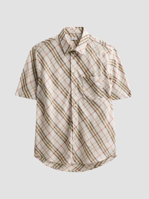 Burberry Men's Roland Check Linen Shirt - Pebble
