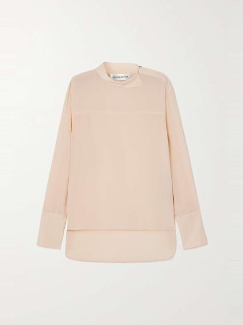 Asymmetric silk-chiffon blouse