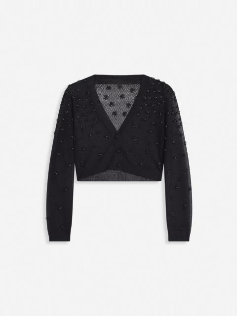 Lanvin SHEER EMBROIDERED-MESH FITTED CARDIGAN