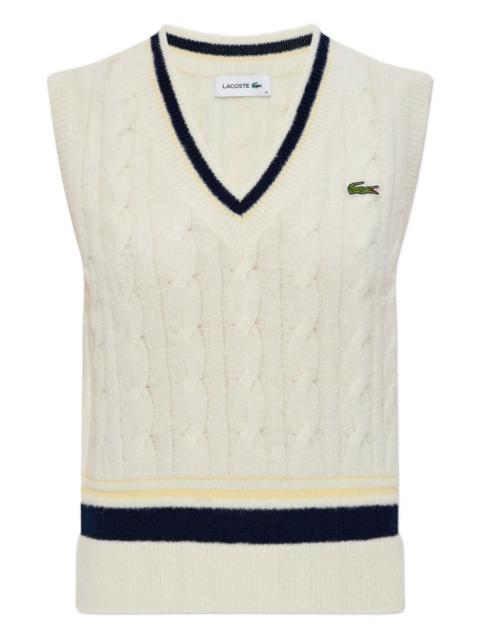 LACOSTE cable-knit v-neck top