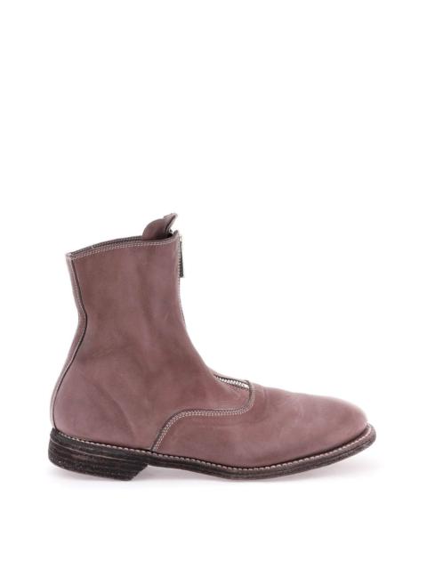 FRONT ZIP LEATHER ANKLE BOOTS