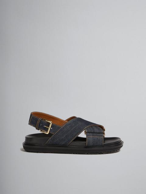 Marni BLUE DENIM CRISS-CROSS SANDAL