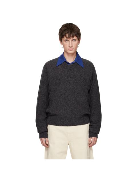 Lemaire Black Boxy V Neck Sweater