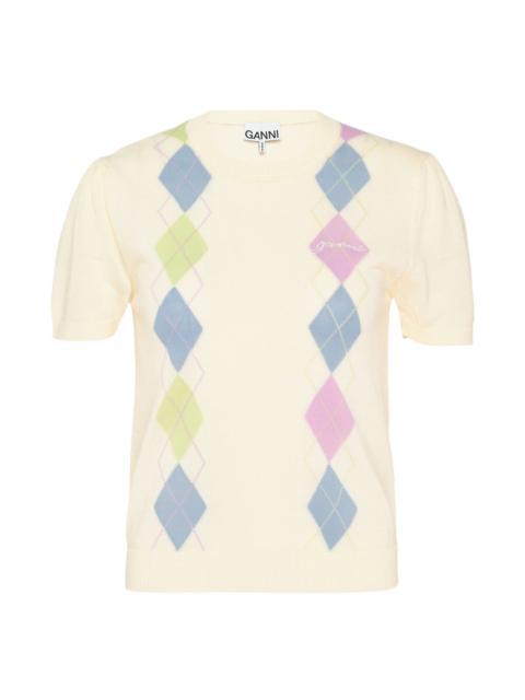 GANNI Argyle Knit T-Shirt