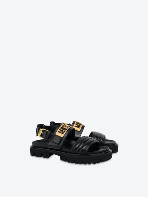 Moschino MAXI LOGO PLATE CALFSKIN SANDALS